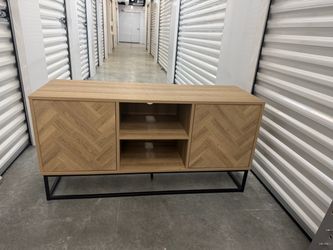 Modern Wood TV Stand with Cabinet Doors