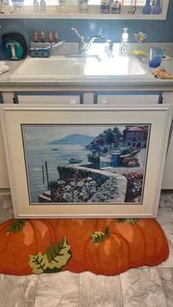 Framed Mediterranean Coastal Wall Art Print