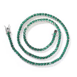 4MM Green Cubic Zirconia Tennis Chain Necklace (NWOT)