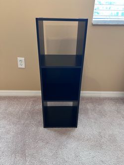 Slim Black 3-Tier Storage Shelf / Bookcase – 12” x 12” x 36”