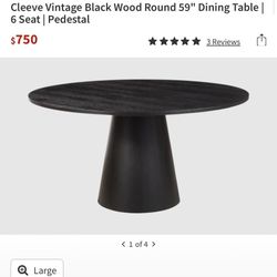 Black  Wood Round Table 