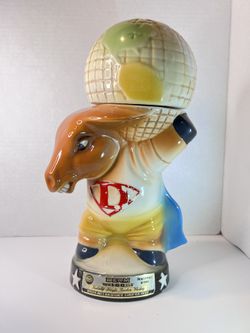 Jim Beam Liquor Decanter Elephant Holding Globe
