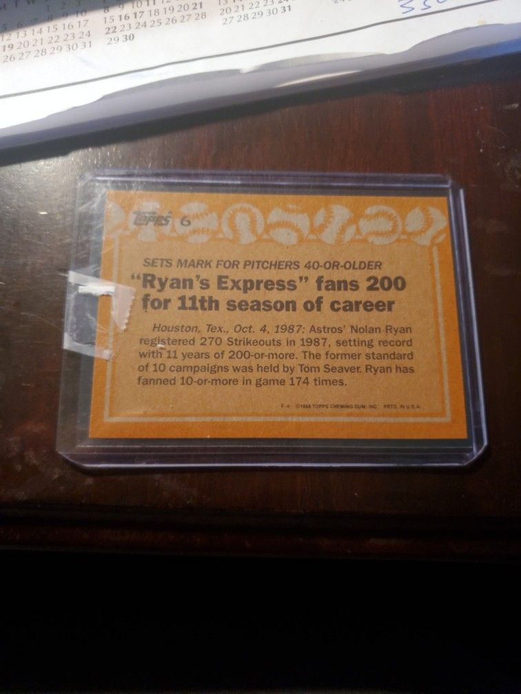 nolan Ryan baseball card