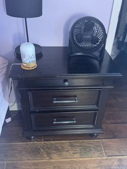 Dark Brown Nightstand and Tall Dresser Set