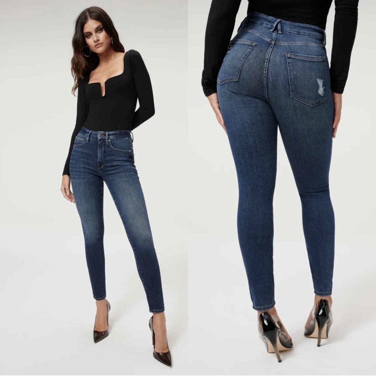 GOOD AMERICAN Dark Wash Blue265 Denim High Waisted Good Legs Skinny Jeans