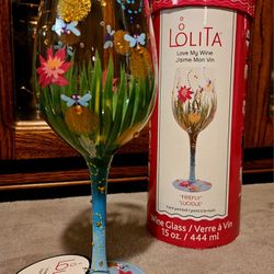 15 Oz. Hand Painted  Wine Glass 