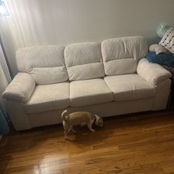 Ivory Color Corduroy Couch 