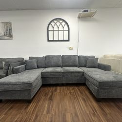 Gray U-Shape Sectional Sofa 