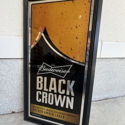 Budweiser Black Crown Beer Mirror Sign 30" x 16" Bud Bar Pub Mancave Decor 2013