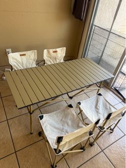 Portable Camping Table & 4 Chairs Set – Compact & Lightweight