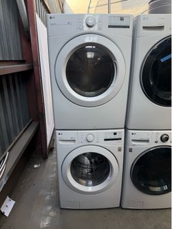 LG white front load washer and gas dryer set