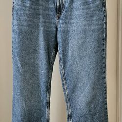 Mango Women's Blue Denim Straight Regular Jeans Medium Wash