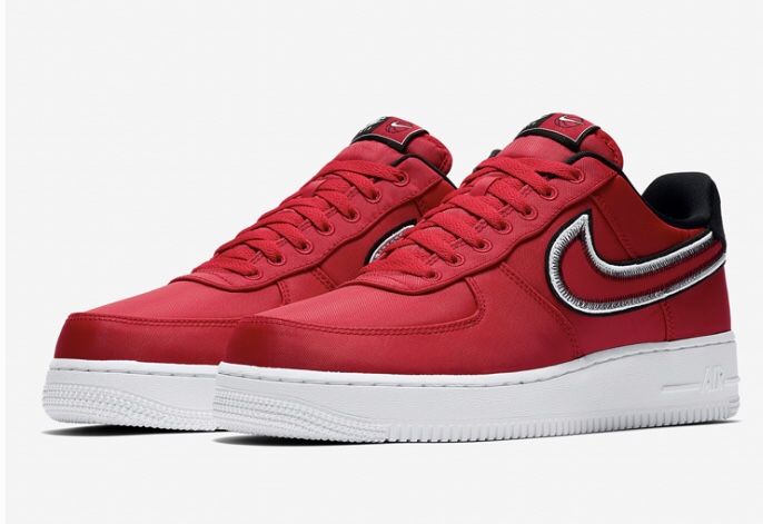 Nike Air Force 1 07 One Low LV8 Reverse Stitch Hoops Red Black White CD0886 600 New with box