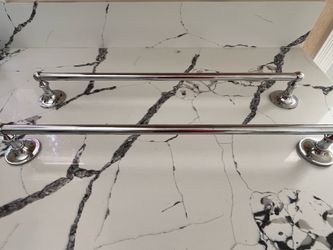 Two TOWEL HOLDERS / bars in a polished chrome finish $ 30 for the pair or 15 each