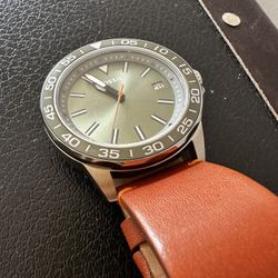 Fossil Olive Dial with Tan Leather Strap Watch