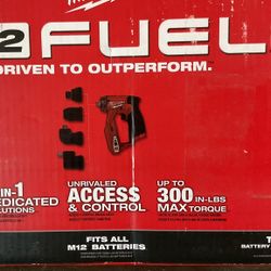 Milwaukee M12 FUEL 12V Lithium-Ion Brushless Cordless 4-in-1 Installation 3/8 in. Drill Driver with 4 Tool Head (Tool-Only)