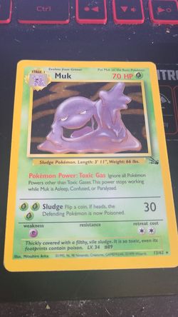 Pokemon Card Muk Holographic Fossil Edition kids gift toy