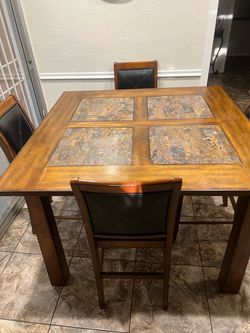 Wood Dining Table Set with 4 Chairs