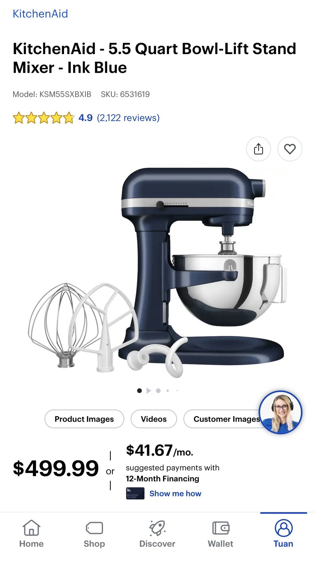 KitchenAid - 5.5 Quart Bowl - Lift Stand Mixer - Ink Blue