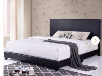 Brand New Black King Size Faux Leather Upholstered Platform Bed - $260 (Frame Only) / $350 (With Mattress)