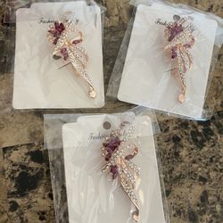 Fancy Vintage Style Brooches Pin Created Crystals Brooch for Women with Purple Created Crystal（3Pcs）