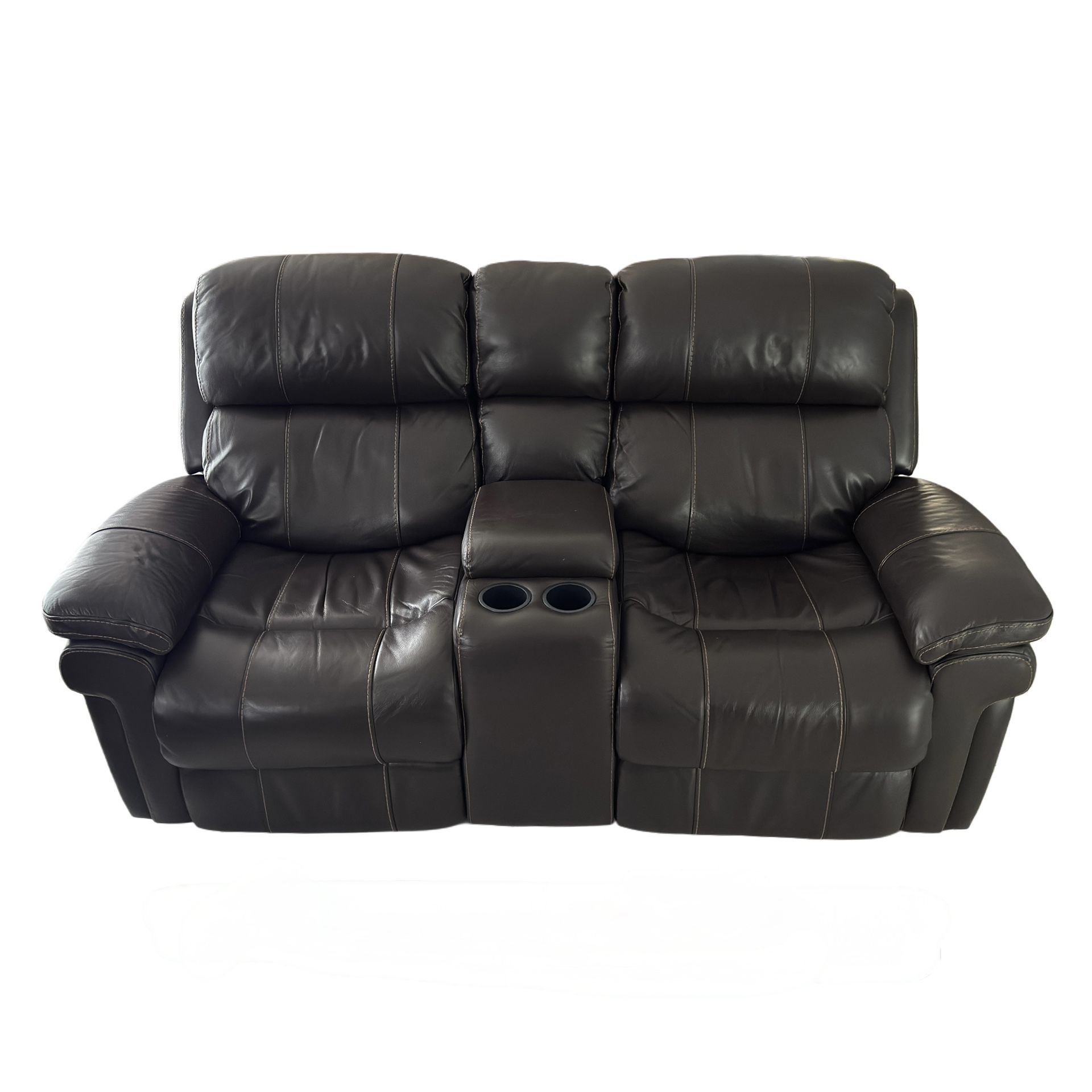 leather reclining loveseat with cupholders