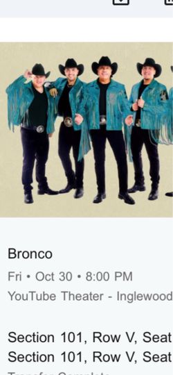 Bronco Concert Tickets – YouTube Theater Inglewood