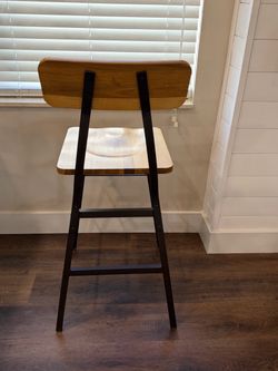 Industrial Wood and Metal Bar Stool