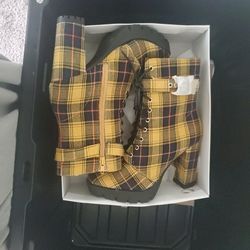 Yellow Plaid Perphy Boots