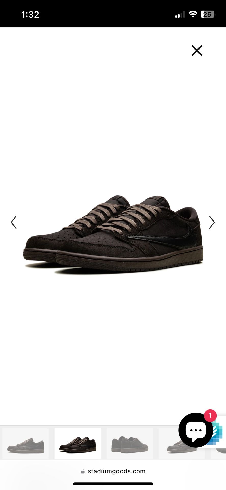 Travis Scott Velvet Brown Size 13 Air Jordan 1 Low OG SP Dark Mocha/Black-Velvet brown