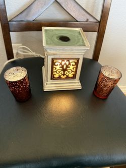 FREE 3 candles . Elegant Scentsy Warmer ~ Earthtone Stone Ceramic.