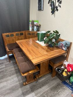Natural Brown Wood Rectangular Breakfast Nook