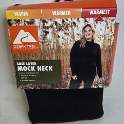 Ozark Trail Base Layer Mock Neck Thermal Womens XS Black Soot Color 