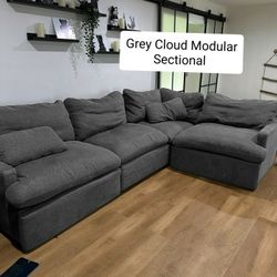 Grey Cloud Modular Sectional Couch Sofa 