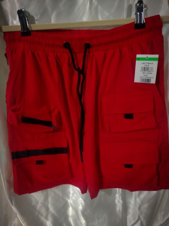 American Stitch Cargo Shorts Red Size Large Drawstring Waist NWT

