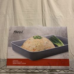 Parini Large Ceramic Rectangular Serving Dish Gray, new