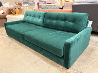 JOYBIRD Hopson Velvet Wide Seat Sofa in Royale Evergreen (Legs Not Included)