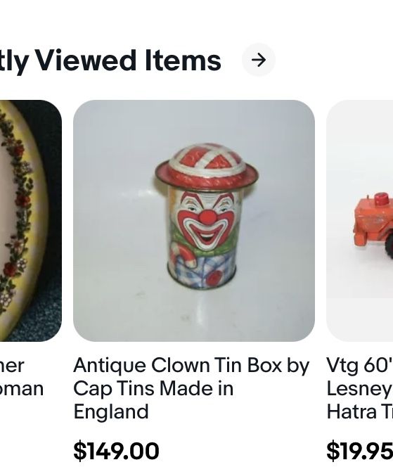 Vintage Tin Can Clown Nice Piece Made In England