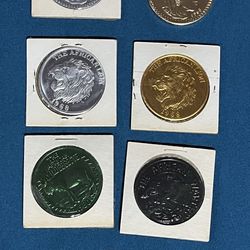 VINTAGE ZULU SOCIAL & PLEASURE CLUB MARDI GRAS COLLECTIBLE DOUBLOONS (SET OF 7)