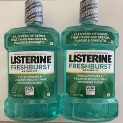 Listerine Freshburst Intense Antiseptic Mouthwash Oral Care, Intense Spearmint 1.5 L , (2) bottles for $10