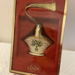 Lenox Holiday Holly and Berries Basket Ornament