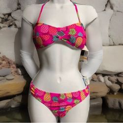 California Waves Women's Pineapple Bikini Swimsuit 2 Pc, Size L