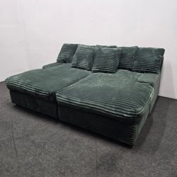 Green Corduroy Sofa Couch Sectional Bed  - Can Deliver!