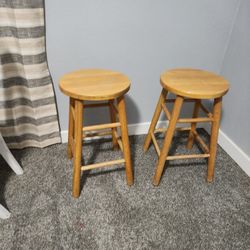 2 Wooden Stools 