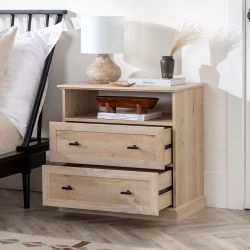 Nightstand – Walker Edison 2 Drawer – White Oak – Brand New