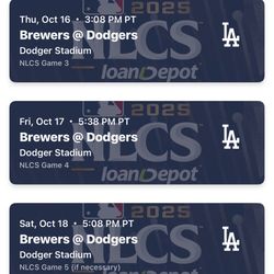 Dodgers Tickets To All 3 Home Games 