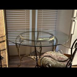 Glass Round Table And 4 Matching Chairs