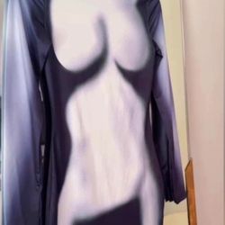 Abstract Body Print Long Sleeve Dress