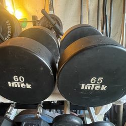 $1 POUND : SINGLE HEAVY RUBBER DUMBBELLS (RUBBER )  INTEK  60LB. = $60  &  65LB. = $65 / =  $1 LB  
•• Will Sell Separately/Also have: 55s 60s 70s 95s