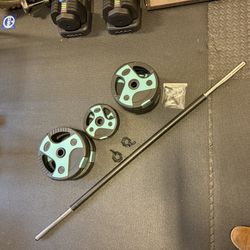 Adjustable Barbell Weight Set 44lb Barbell 11lb 5.5lb 2.7lb Plates Home Gym